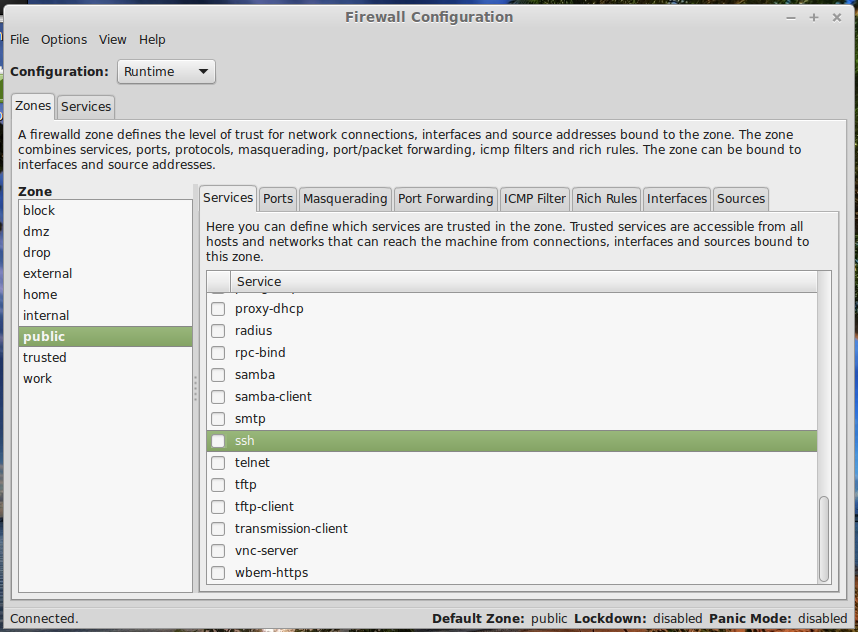 Replace Ufw firewall with FirewallD on Linux Mint 17 Cinnamon