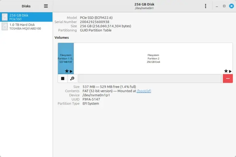 Add hard disk to Linux using GNOME Disks